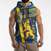 Personalized Sweden Sleeveless Zip Hoodie Coat Of Arms Unique Style - Wonder Print Shop