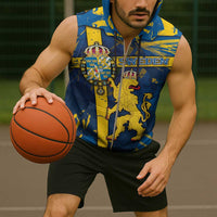 Personalized Sweden Sleeveless Zip Hoodie Coat Of Arms Unique Style - Wonder Print Shop