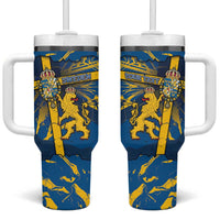 Personalized Sweden Tumbler With Handle Coat Of Arms Unique Style - Wonder Print Shop