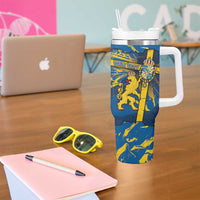 Personalized Sweden Tumbler With Handle Coat Of Arms Unique Style - Wonder Print Shop
