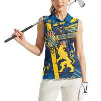 Personalized Sweden Women Sleeveless Polo Shirt Coat Of Arms Unique Style - Wonder Print Shop