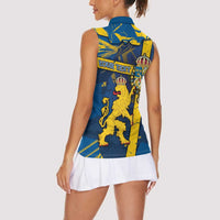 Personalized Sweden Women Sleeveless Polo Shirt Coat Of Arms Unique Style - Wonder Print Shop