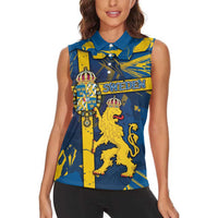 Personalized Sweden Women Sleeveless Polo Shirt Coat Of Arms Unique Style - Wonder Print Shop