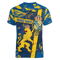 Personalized Sweden Women V-Neck T-Shirt Coat Of Arms Unique Style - Wonder Print Shop