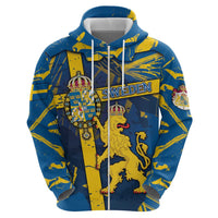 Personalized Sweden Zip Hoodie Coat Of Arms Unique Style - Wonder Print Shop