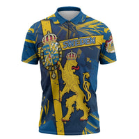 Personalized Sweden Zipper Polo Shirt Coat Of Arms Unique Style - Wonder Print Shop