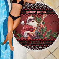 Guitar Christmas Beach Blanket Rocking Santa - Wonder Print Shop