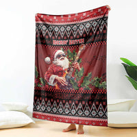 Guitar Christmas Blanket Rocking Santa - Wonder Print Shop