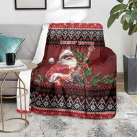 Guitar Christmas Blanket Rocking Santa - Wonder Print Shop