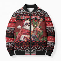 Guitar Christmas Bomber Puffer Jacket Rocking Santa - Wonder Print Shop