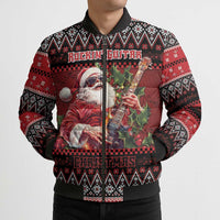 Guitar Christmas Bomber Puffer Jacket Rocking Santa - Wonder Print Shop