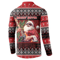 Guitar Christmas Button Sweatshirt Rocking Santa - Wonder Print Shop