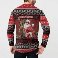 Guitar Christmas Button Sweatshirt Rocking Santa - Wonder Print Shop