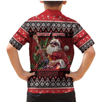 Guitar Christmas Family Matching Mermaid Dress and Hawaiian Shirt Rocking Santa - Wonder Print Shop
