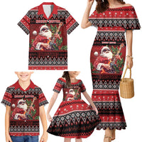 Guitar Christmas Family Matching Mermaid Dress and Hawaiian Shirt Rocking Santa - Wonder Print Shop