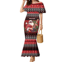 Guitar Christmas Family Matching Mermaid Dress and Hawaiian Shirt Rocking Santa - Wonder Print Shop