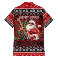 Guitar Christmas Family Matching Off The Shoulder Long Sleeve Dress and Hawaiian Shirt Rocking Santa - Wonder Print Shop