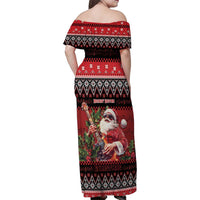 Guitar Christmas Family Matching Off Shoulder Maxi Dress and Hawaiian Shirt Rocking Santa - Wonder Print Shop