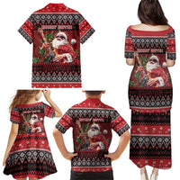 Guitar Christmas Family Matching Puletasi and Hawaiian Shirt Rocking Santa - Wonder Print Shop
