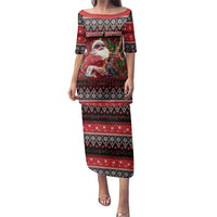 Guitar Christmas Family Matching Puletasi and Hawaiian Shirt Rocking Santa - Wonder Print Shop