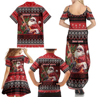Guitar Christmas Family Matching Summer Maxi Dress and Hawaiian Shirt Rocking Santa - Wonder Print Shop