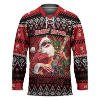 Guitar Christmas Hockey Jersey Rocking Santa - Wonder Print Shop