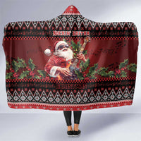 Guitar Christmas Hooded Blanket Rocking Santa - Wonder Print Shop