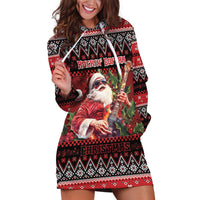 Guitar Christmas Hoodie Dress Rocking Santa - Wonder Print Shop