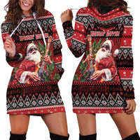 Guitar Christmas Hoodie Dress Rocking Santa - Wonder Print Shop