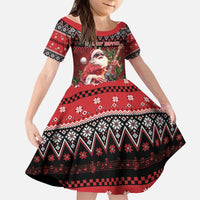 Guitar Christmas Kid Short Sleeve Dress Rocking Santa - Wonder Print Shop