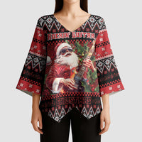 Guitar Christmas Kimono Sleeve Blouse Rocking Santa - Wonder Print Shop