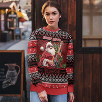 Guitar Christmas Ugly Christmas Sweater Rocking Santa - Wonder Print Shop