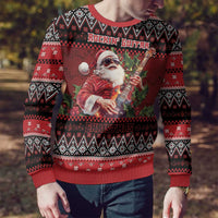 Guitar Christmas Ugly Christmas Sweater Rocking Santa - Wonder Print Shop