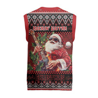 Guitar Christmas Knitted V-Neck Vest Rocking Santa - Wonder Print Shop