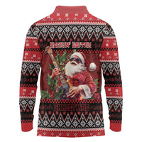 Guitar Christmas Long Sleeve Polo Shirt Rocking Santa - Wonder Print Shop