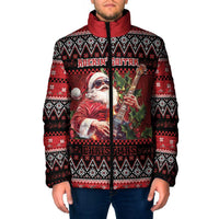 Guitar Christmas Padded Jacket Rocking Santa - Wonder Print Shop