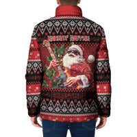 Guitar Christmas Padded Jacket Rocking Santa - Wonder Print Shop