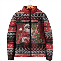 Guitar Christmas Padded Jacket Rocking Santa - Wonder Print Shop