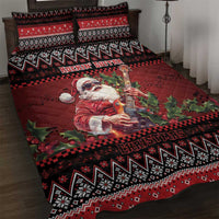 Guitar Christmas Quilt Bed Set Rocking Santa - Wonder Print Shop