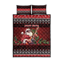Guitar Christmas Quilt Bed Set Rocking Santa - Wonder Print Shop