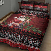 Guitar Christmas Quilt Bed Set Rocking Santa - Wonder Print Shop
