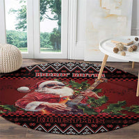 Guitar Christmas Round Carpet Rocking Santa - Wonder Print Shop