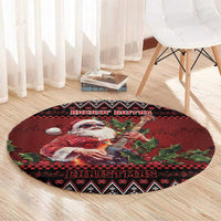 Guitar Christmas Round Carpet Rocking Santa - Wonder Print Shop