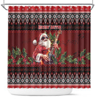 Guitar Christmas Shower Curtain Rocking Santa - Wonder Print Shop
