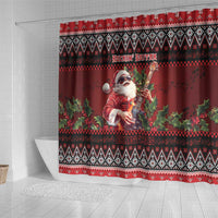 Guitar Christmas Shower Curtain Rocking Santa - Wonder Print Shop