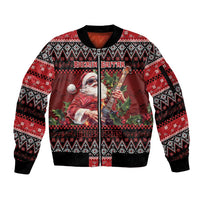 Guitar Christmas Sleeve Zip Bomber Jacket Rocking Santa - Wonder Print Shop