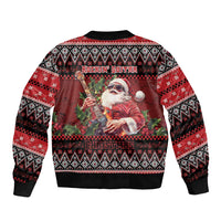 Guitar Christmas Sleeve Zip Bomber Jacket Rocking Santa - Wonder Print Shop