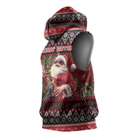 Guitar Christmas Sleeveless Hoodie Rocking Santa - Wonder Print Shop
