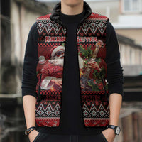 Guitar Christmas Sleeveless Puffer Jacket Rocking Santa - Wonder Print Shop