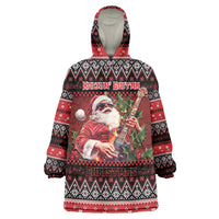 Guitar Christmas Wearable Blanket Hoodie Rocking Santa - Wonder Print Shop